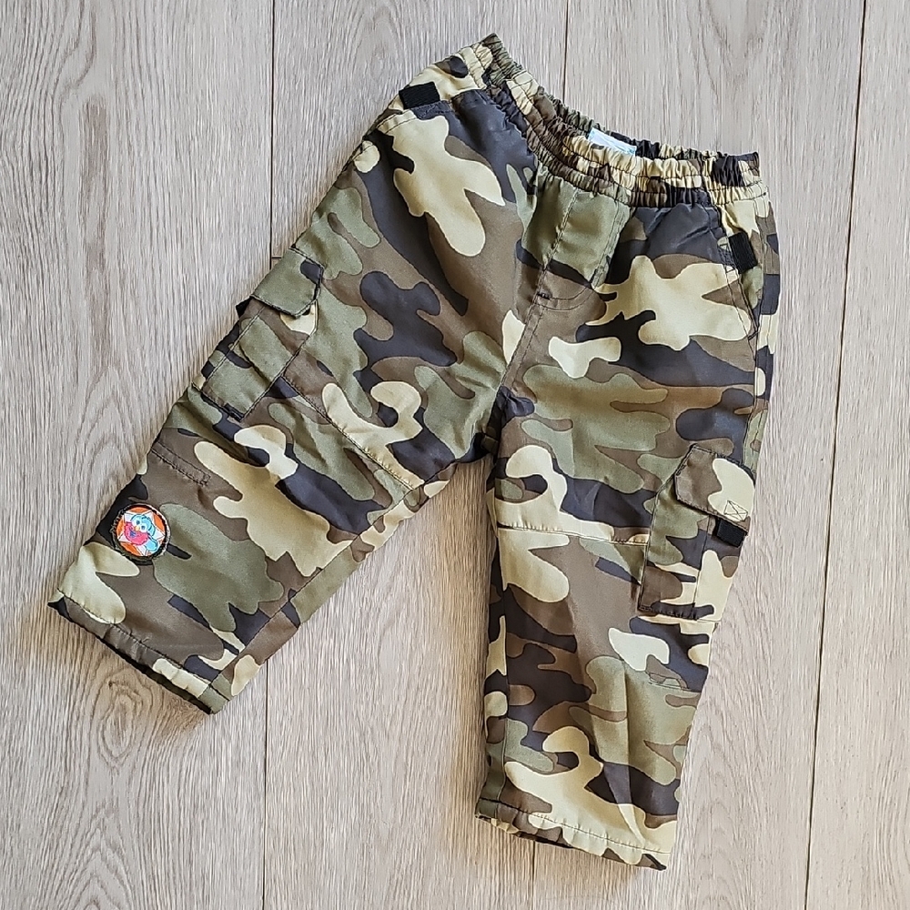 Vintage Sesame Beginnings Thick‎ Camo Fleece Lined Pants With Elmo, 12 Months